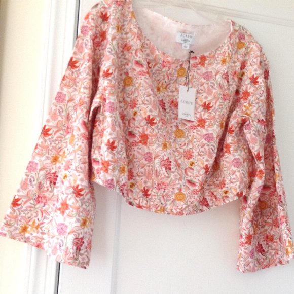 J Crew Cropped Top In Liberty Floral Print Cottagecore Prairie Whimsical - Picture 6 of 10